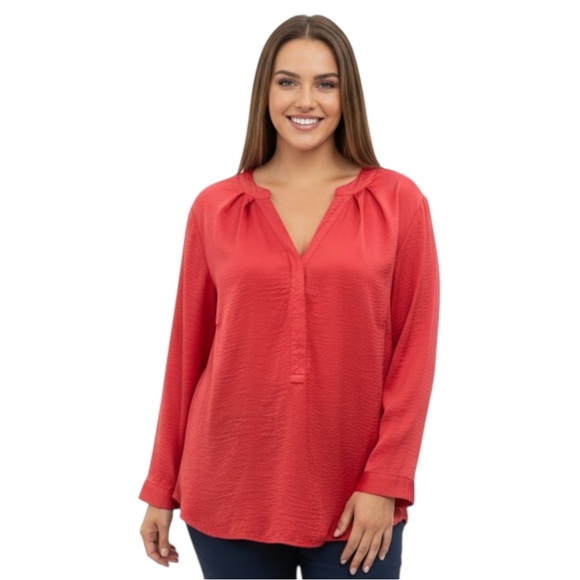 Violet & Claire Size 3X Salmon Colored Satin Blouse - Picture 1 of 4